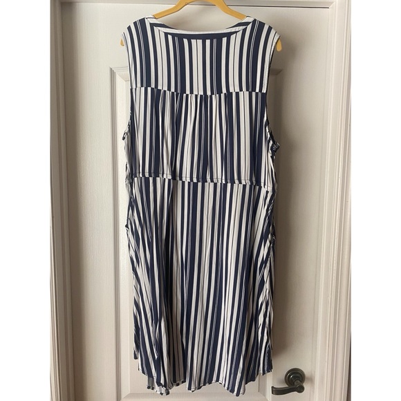 Torrid size 2 Sleeveless Navy & White Striped Challis Dress with Pockets - Picture 3 of 7